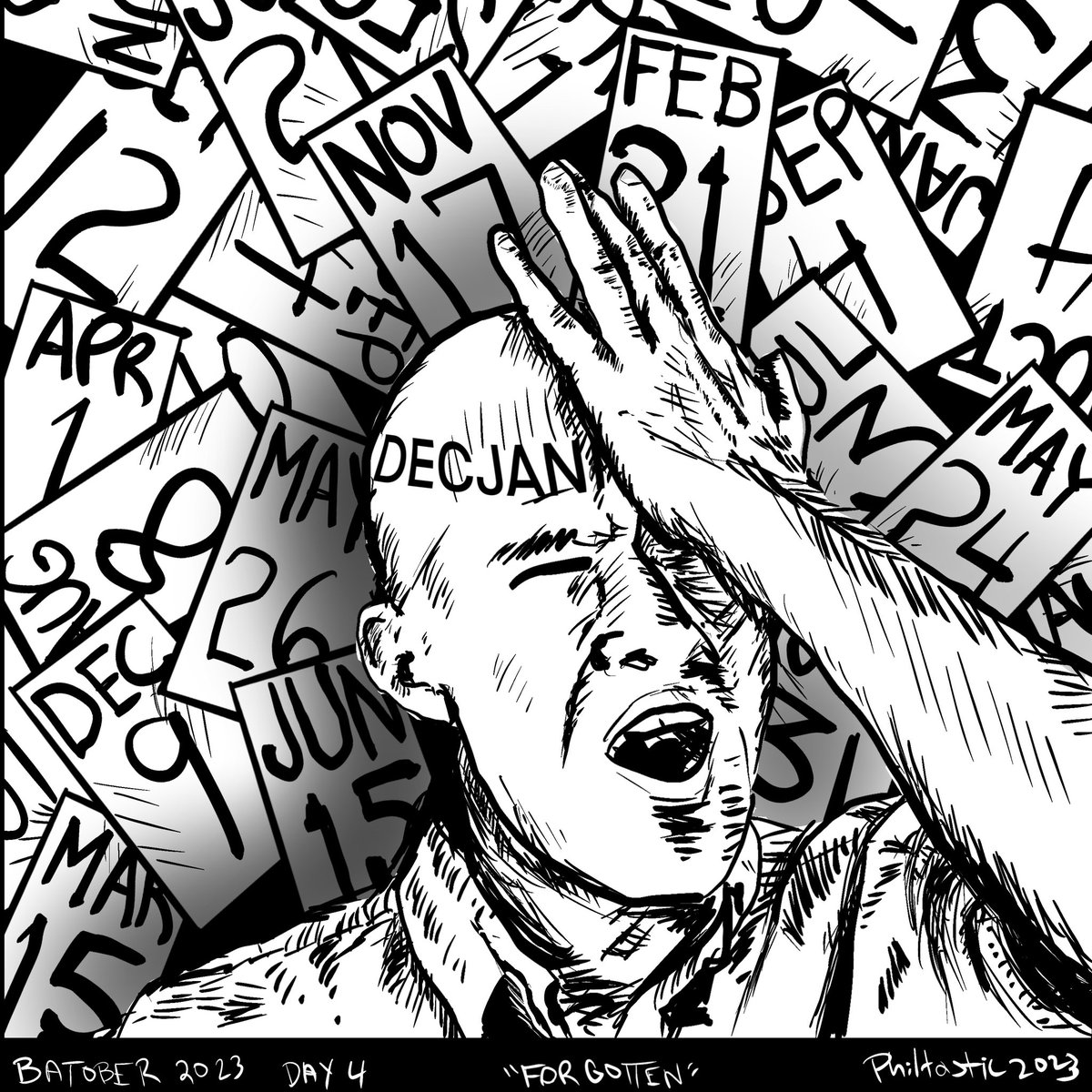 philtasticcomi1's tweet image. #batober2023 day 4 #forgotten #calendarman #batman #dc #dccomics #thelonghalloween #art #artwork #fanart #blackandwhite #blackandwhiteart #comics #comicbooks