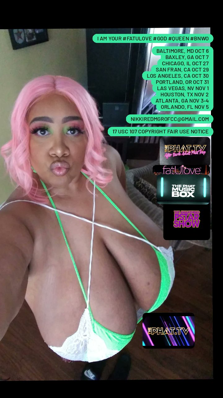I AM YOUR #FATULOVE #GOD #QUEEN #BNWO BAXLEY, GA OCT 7 BALTIMORE, MD OCT 21 CHICAGO, IL OCT 27 SAN FRAN, CA OCT 29 LOS ANGELES, CA OCT 30 PORTLAND, OR OCT 31 LAS VEGAS, NV NOV 1 HOUSTON, TX NOV 2 ATLANTA, GA NOV 3-4 ORLANDO, FL NOV 5 CHICAGO, IL NOV 10 NIKKIREDMGROFCC@GMAIL.COM https://t.co/2vmE6F3MsR