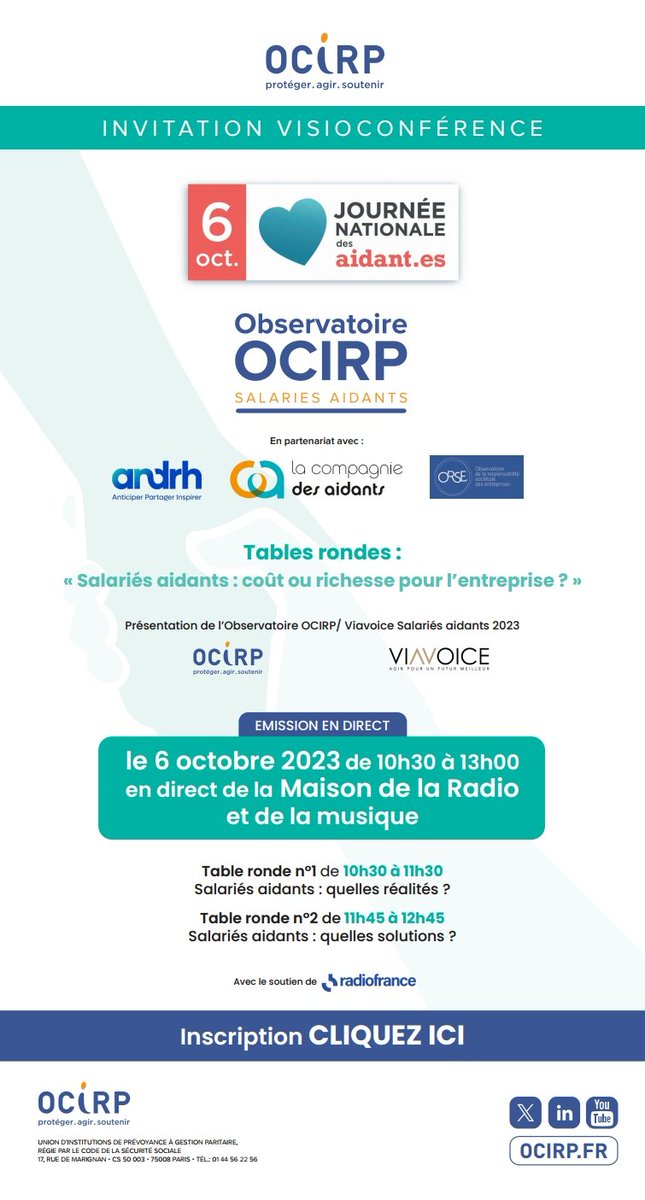 SilverEco_Fr's tweet photo. Nous vous invitons à participer en visio à l'événement @OCIRP pour la #JournéeNationaleDesAidants #JNA qui a lieu vendredi prochain 6 octobre en direct de la Maison de la Radio et de la Musique

le lien pour vous inscrire :https://t.co/pmaXuWMZX1 https://t.co/mXJZTaqty3
