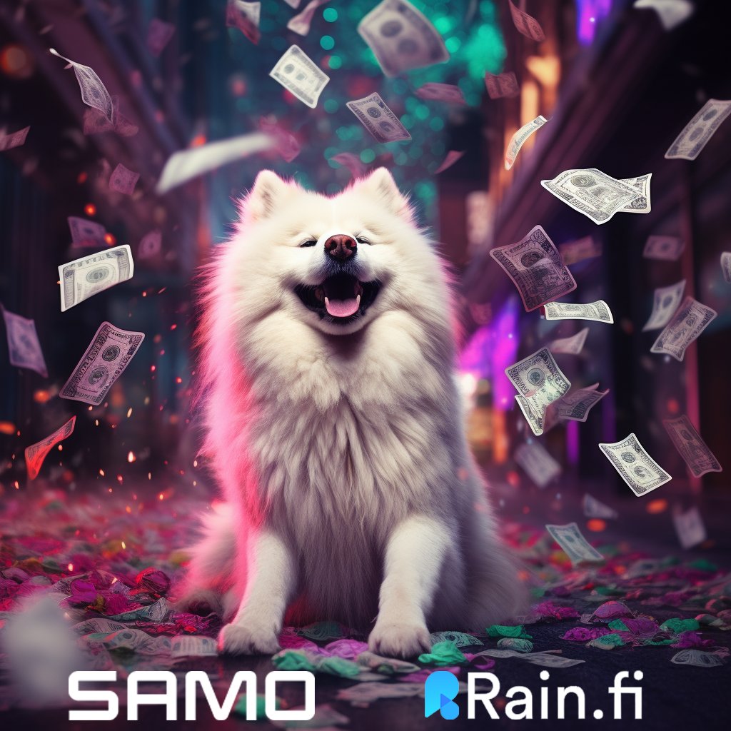 💧 TIME TO MAKE IT RAIN, FAMO! 💧

To celebrate our latest integration with <a href="/RainFi_/">Rain.fi 💧</a>, we're giving away 50,000 $SAMO to 5 LUCKY winners via <a href="/TipLinkOfficial/">TipLink</a>!

HOW TO WIN: 
• Like &amp; RT ❤️
• Follow <a href="/samoyedcoin/">SAMO</a> &amp; <a href="/RainFi_/">Rain.fi 💧</a>  🐶🌧️
• Comment #SamoIsComing
• Winners picked Oct. 7