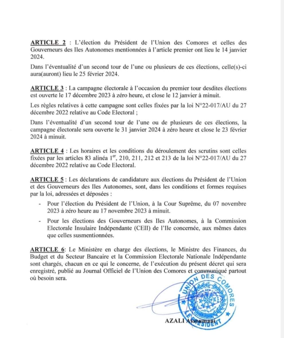 hafiamir's tweet photo. #Comores : Les Comoriens sont convoqués aux urnes, le 14 janvier 2024, pr élire le PR de l'Union et les gouverneurs des îles. A ce jour, rien n'indique que ces élections seront "transparentes", "inclusives" et "démocratiques", contrairement à ce que claironne le régime en place. https://t.co/2e6YX1QEvw