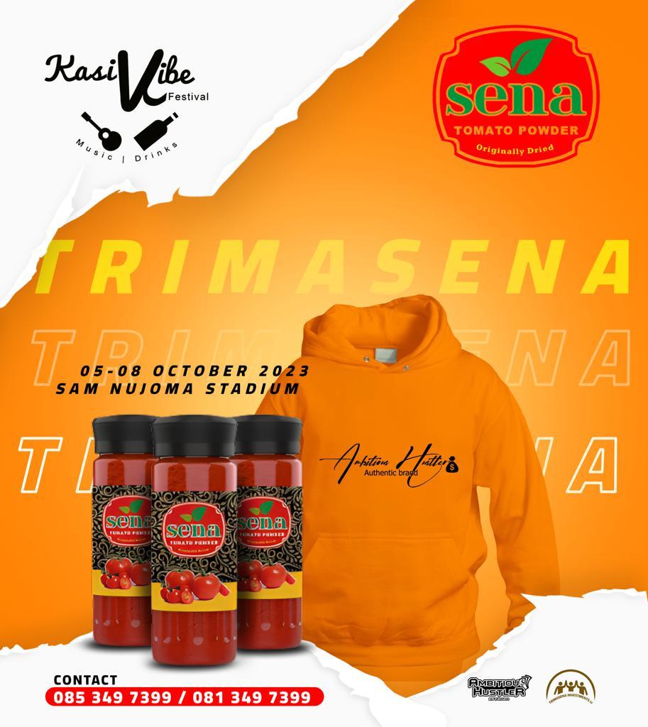 Please join us at #Kasivibefestivalvol13 <a href="/KasiVibeNamibia/">MTC Kasi Vibe Festival</a> at Sam Nuujoa stadium from 05-08 October 2023 at our stall, and stock up for summer both tomato powder and Ambitious Hustler summer clothing. #TrimasenaInvestmentscc #Senatomatopowder #AmbitiousHustler
