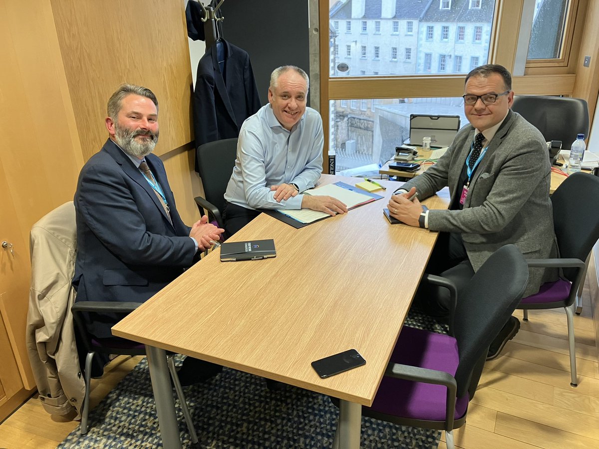 Good meeting today with <a href="/RichardLochhead/">Richard Lochhead</a> Minister for Business, Tourism and Innovation. Our Executive Director <a href="/leondthompson/">Leon Thompson</a> and Scotland Chairman <a href="/chriswaynewills/">Chris Wayne - Wills</a> set out how hospitality can lead growth, if business environment made right. #scottishbudget