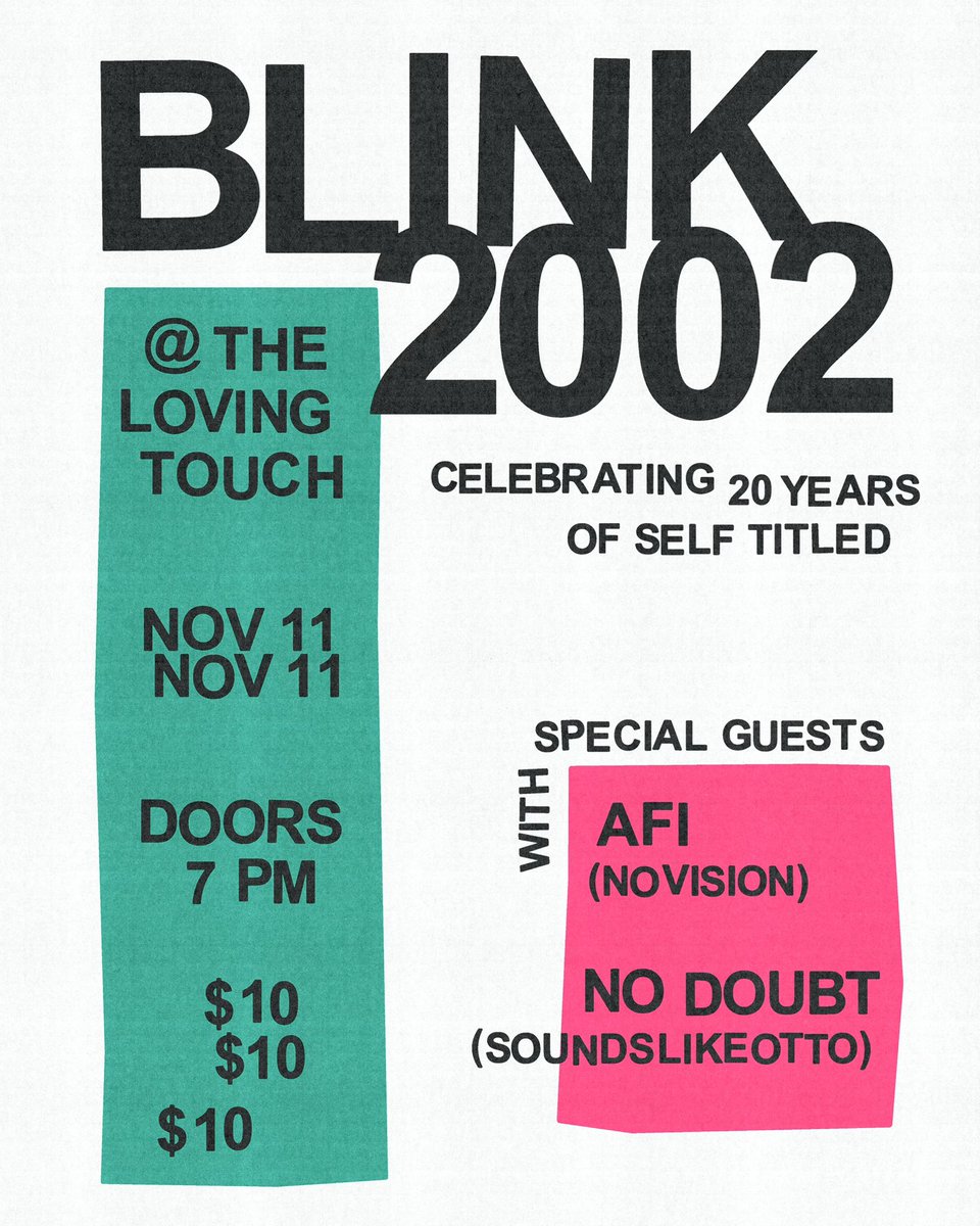 Let’s party! November 11th at The Loving Touch!! ticketweb.com/event/blink-20…