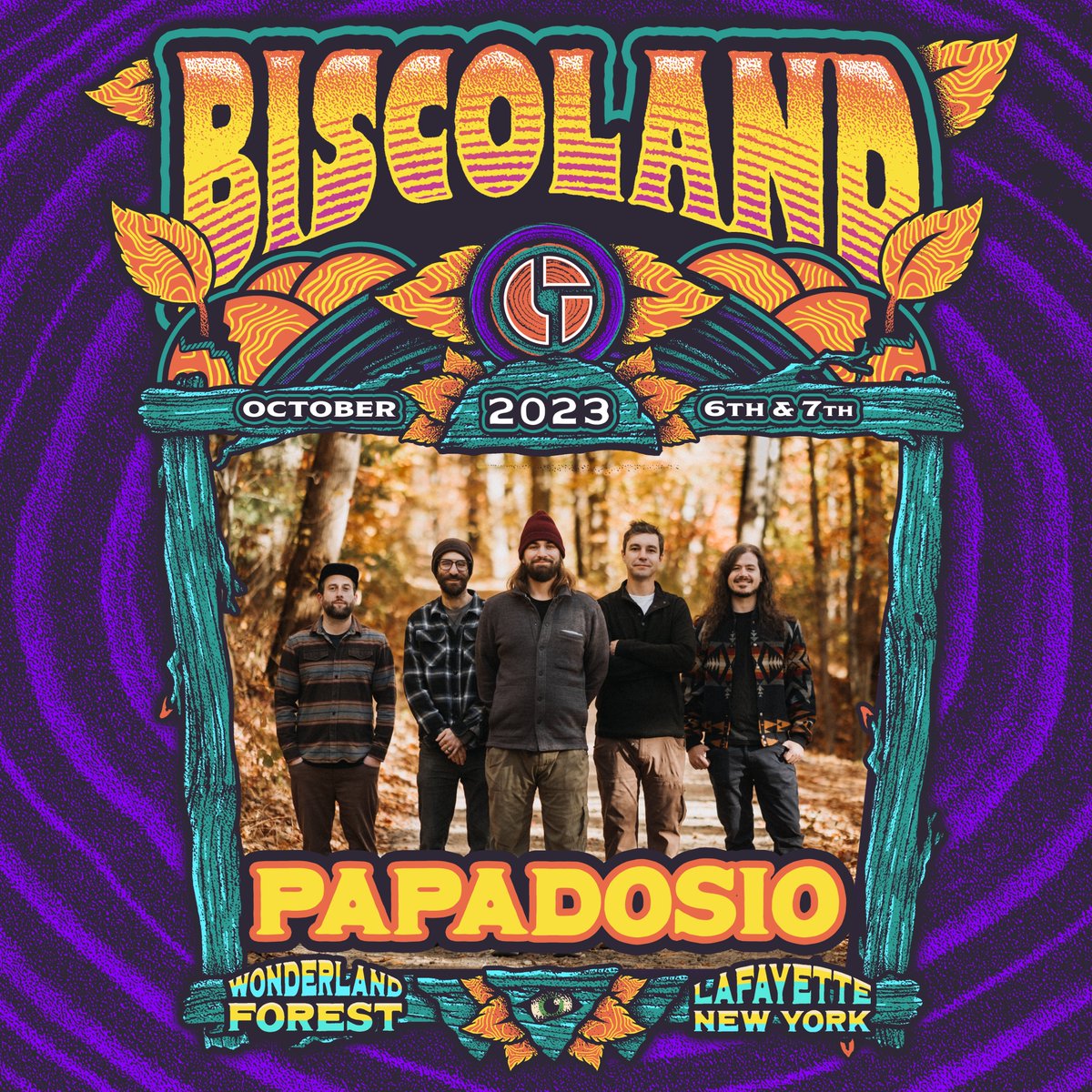 papadosio's tweet image. BISCOLAND🍄 We're excited to get up to New York this Friday to play our good friends The Disco Biscuits festival in Lafayette, NY.