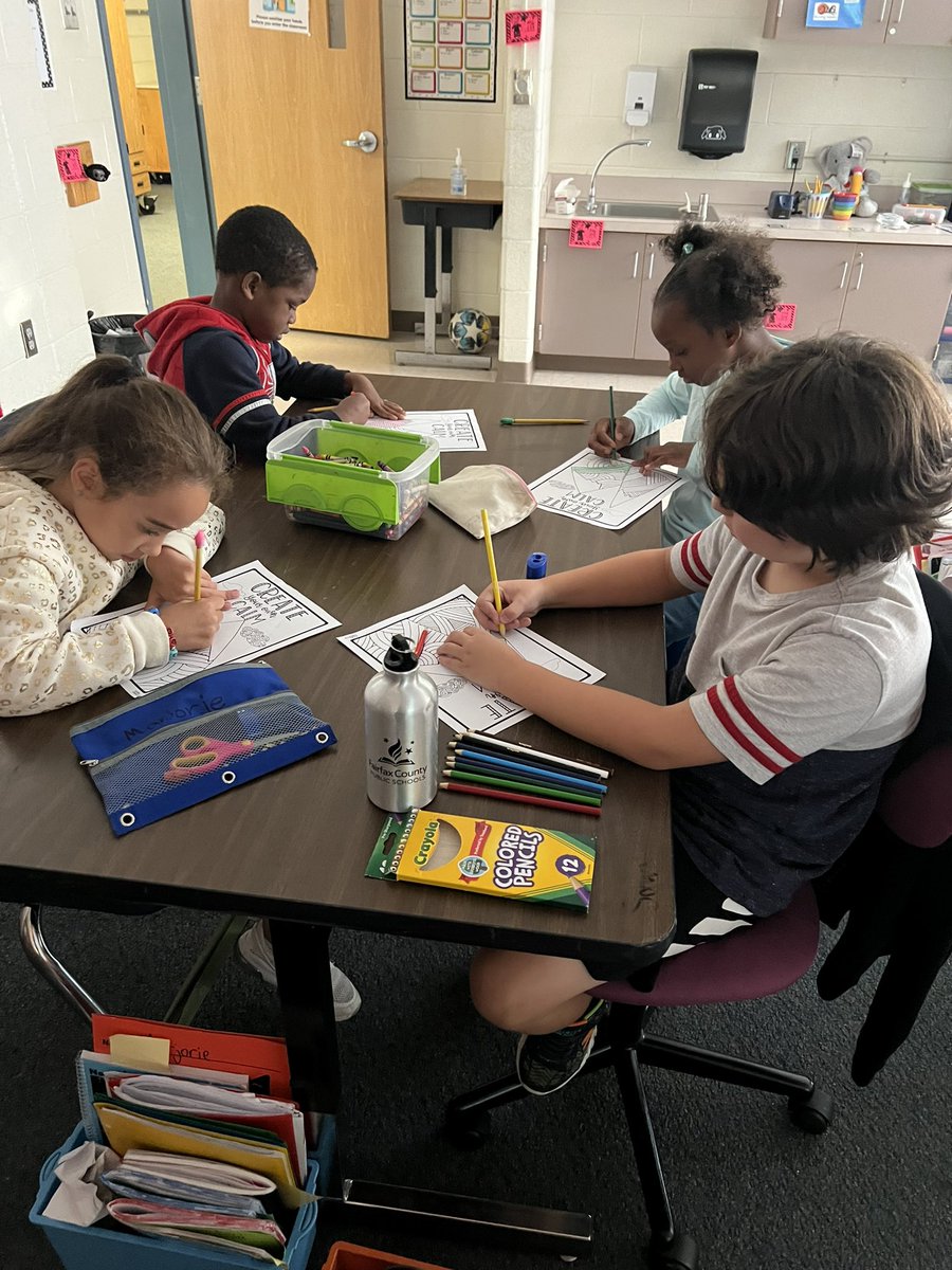MissDahl3rd's tweet photo. We learned that coloring can help us keep calm and refocus during our Minfulness time this afternoon!  @CamelotFlame @FCPSR2 https://t.co/1tnJ6uh5iN
