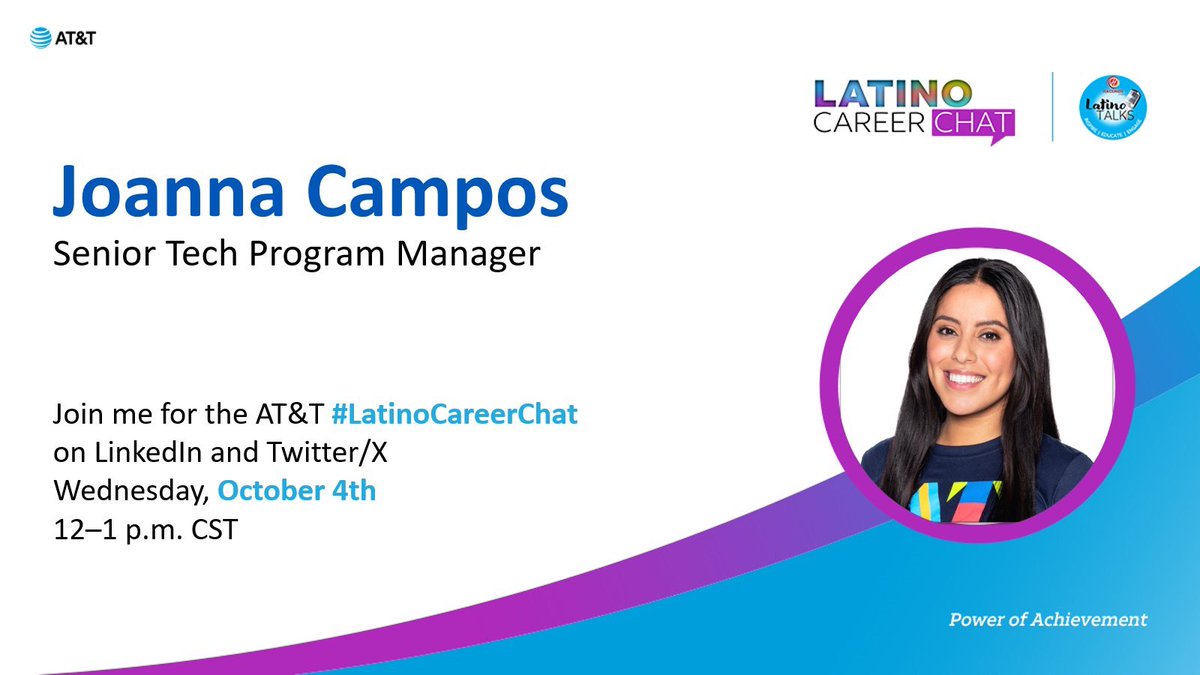 ¡Hoy!

AT&T leaders and myself will be sharing our personal journeys, learnings, and advice on careers, allyship, workplace, and more! 

Join the conversation here at 12pm CT. 

#LifeAtATT #LatinoCareerChat 
#JuntosHACEMOSmas