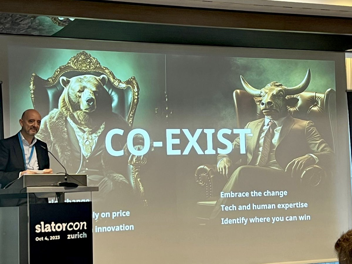 RWSGroup's tweet image. #SlatorCon Zurich 2023 has kicked off with Ian El-Mokadem taking the stage for his keynote ‘The Bull and the Bear’.

Ian gave his perspective on the choices that need to be made and the capabilities that will be required to remain relevant to clients and attractive to investors.