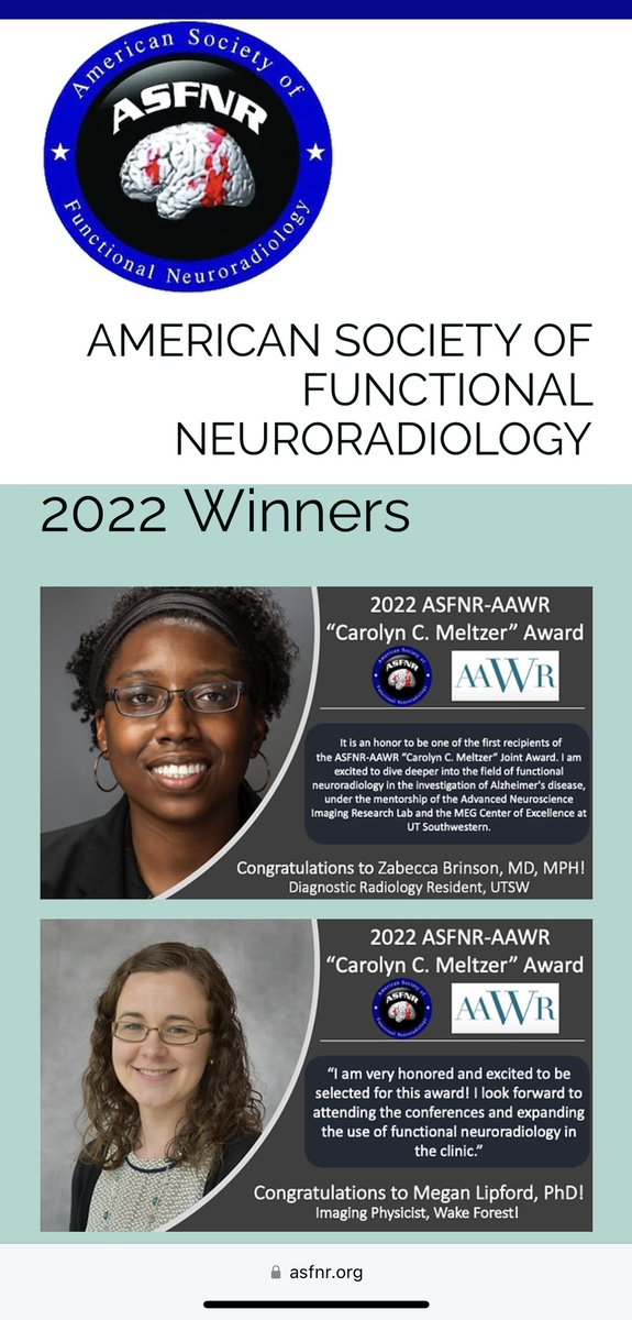 DrChrisWhitlow's tweet photo. Looking forward to #ASFNR23 in Boston & catching up with @theASFNR-@AAWR_org “Carolyn C. Meltzer” Award winners!
#RadEq
🧠
https://t.co/3fjOGJc7NO https://t.co/CkkQMDEWZc