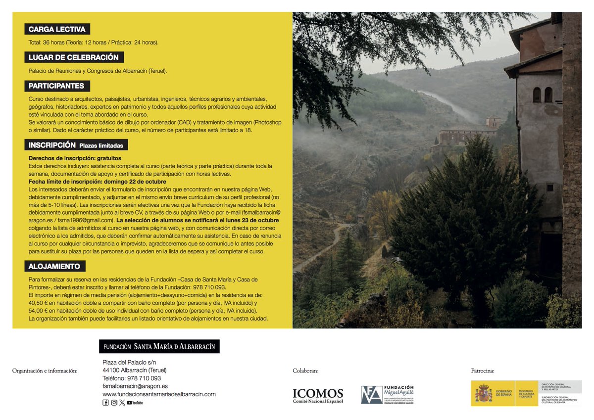 Los paisajes culturales a estudio. Será en el interesante curso que organiza la Fundación Albarracín, en el que participa nuestro compañero Luis Alberto Longares. ¡Para la agenda!