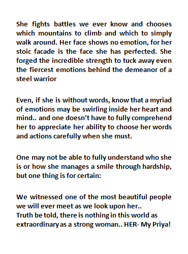 Priya - Won't say that I Miss Her as it will always be an understatement
So shall appreciate her, cherish her, &amp; most of all, just love her for the extraordinary person that she is..
A strong &amp; resilient woman!
One can only love her more with each passing day
#BadeAchheLagteHain2