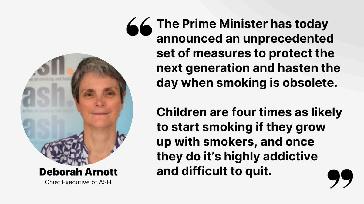 ASH welcomes the PM’s “unprecedented” announcement today, which will help deliver a #SmokefreeFuture for all and help with #MakingSmokingObsolete.