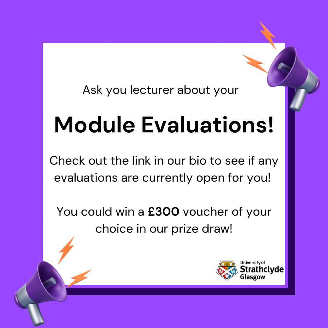Keep an eye out for emails from Student Surveys in your student inbox, or check out the link below, which will take you straight to your module evaluations page, which will show if you have any current evaluations available😊
go.blueja.io/HItUI5P6O0Scqe…