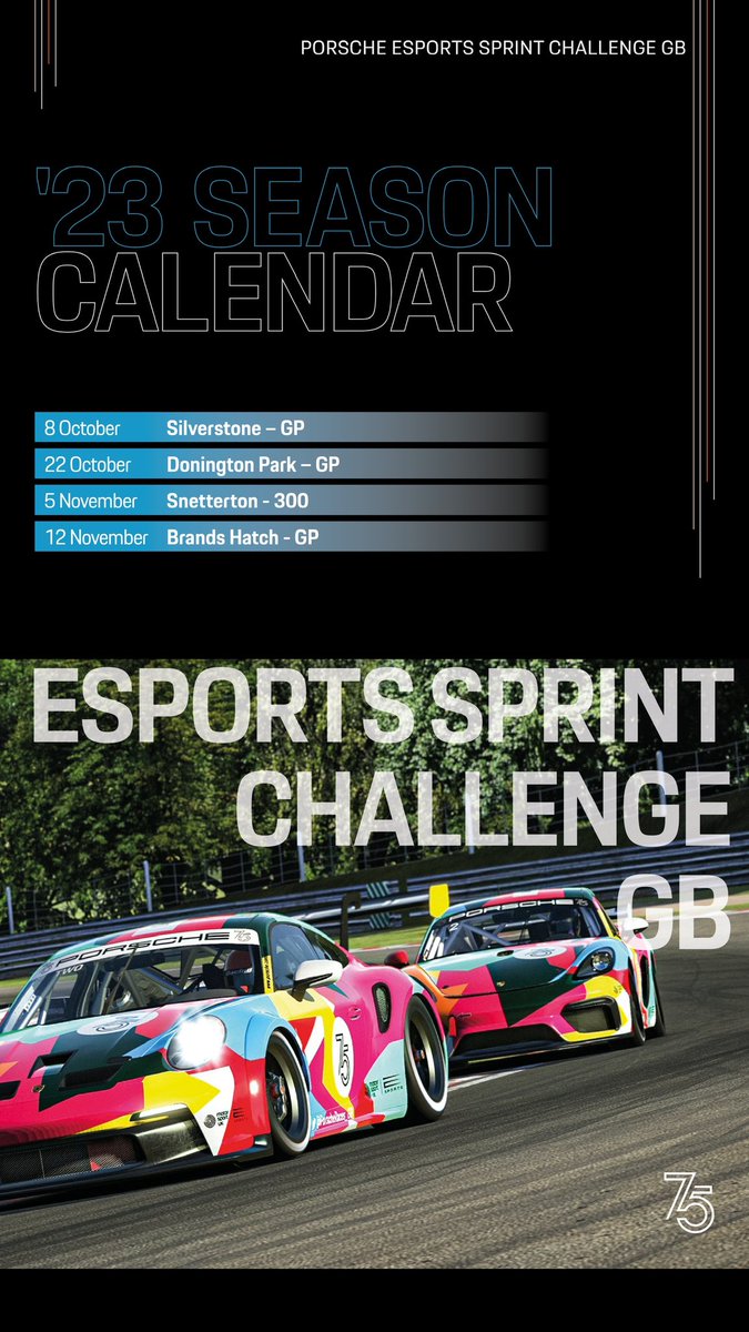 #Porsche #Esports Sprint Challenge GB gets underway this weekend at a virtual <a href="/SilverstoneUK/">Silverstone</a>! 
Sim racers in two categories - Pro and Am - will compete over four weekends racing the #Porsche911 GT3 and #CaymanGT4 Clubsport MR - broadcast live by <a href="/RaceSpotTV/">RaceSpot TV</a> 🏁