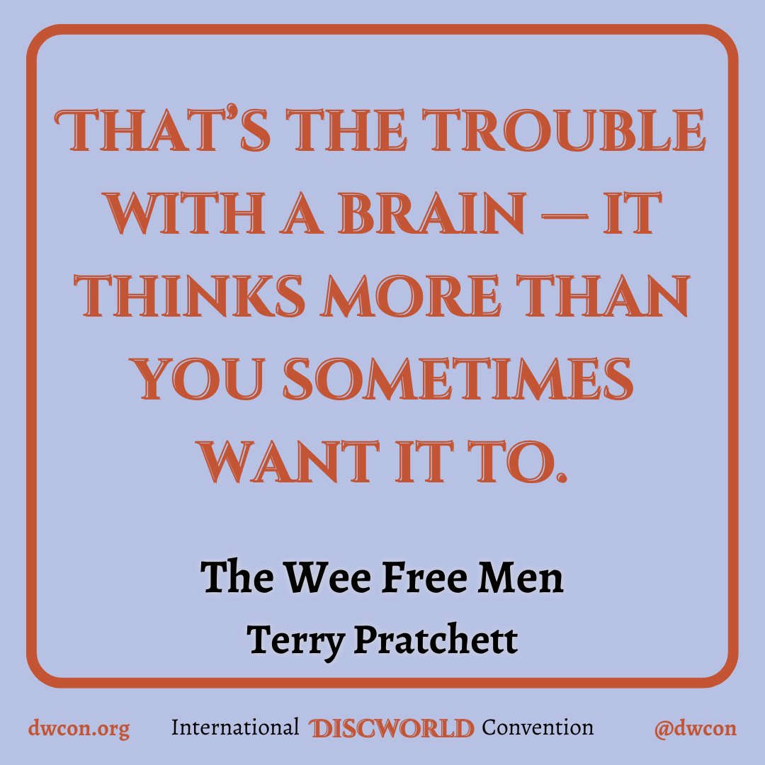 dwcon's tweet photo. Who is Tiffany concerned about when she thinks this &amp; which of her sisters has she also just thought about?

"That's the trouble with a brain: it thinks more than you sometimes want it to."

#Discworld #DiscworldConvention #DiscworldQuotes
#WeeFreeMen #Feegles #TerryPratchett https://t.co/3ky53zKEX5
