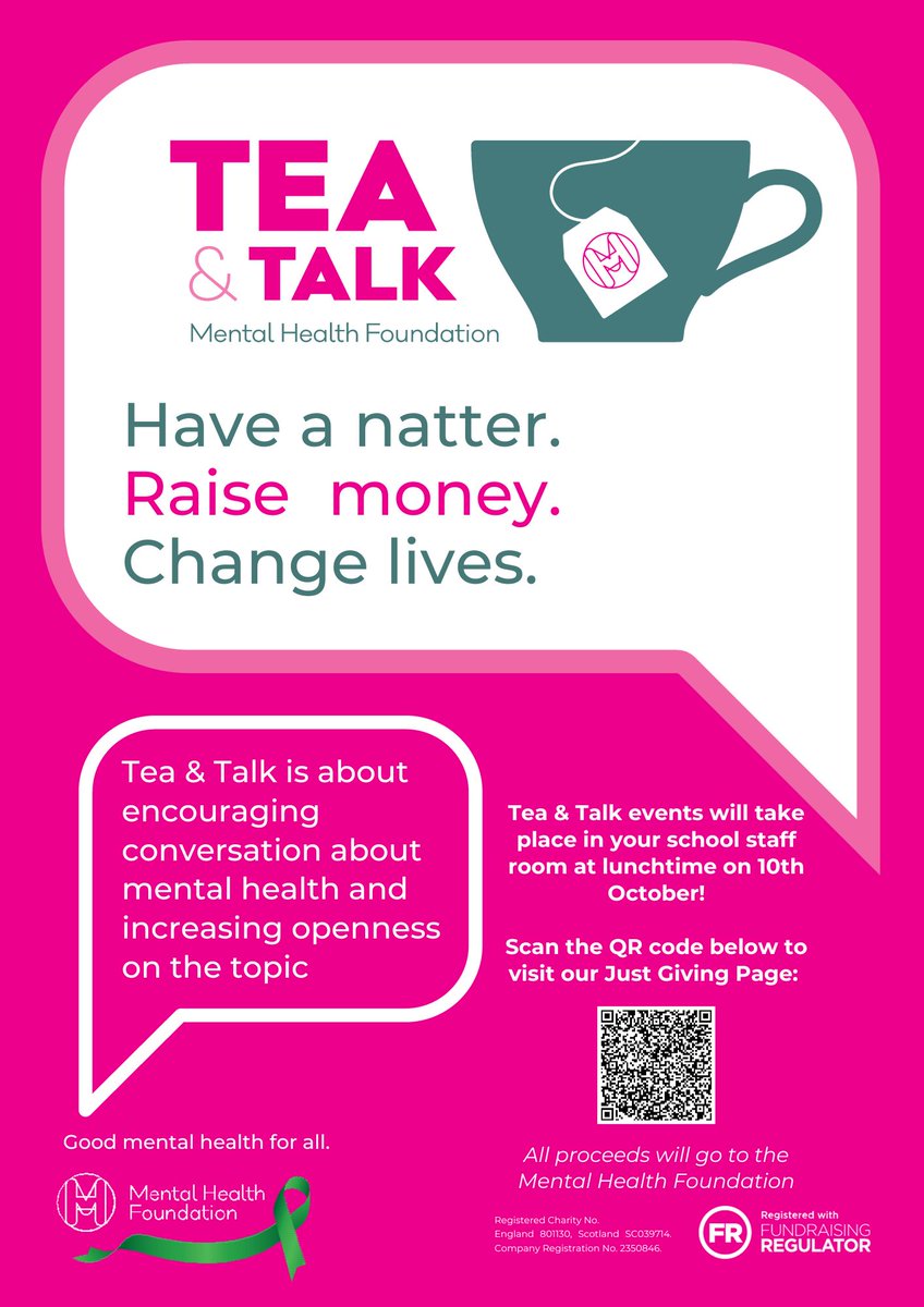 World Mental Health Day - 10/10/23
What is Tea and Talk?
Its proven that talking is good for your mental health, and that's what Tea &amp; Talk is all about! Tea &amp; Talk is a great way to come together with friends, family and colleagues to raise money and awareness for <a href="/mentalhealth/">Mental Health Foundation</a>