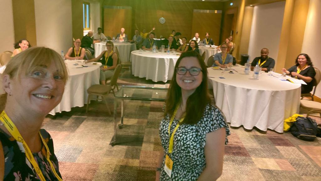 amybingham's tweet photo. "Collaboration is key" - One of many messages to be echoed at this year's #ICAWC23. On that note, if delegates would like to talk more about our @DogsTrust workshop on long-term supporter engagement, please get in touch! (Plus, thanks for the selfie!) @_DTWorldwide https://t.co/NO8adn4030