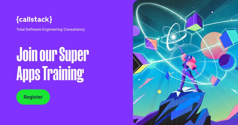 callstackio's tweet image. Here&apos;s a challenge for you: having separate teams working together on a single React Native #superapp without blocking each other. Join our video course and learn how #modulefederation lets separate teams collaborate seamlessly 💪 hubs.li/Q0246LZt0