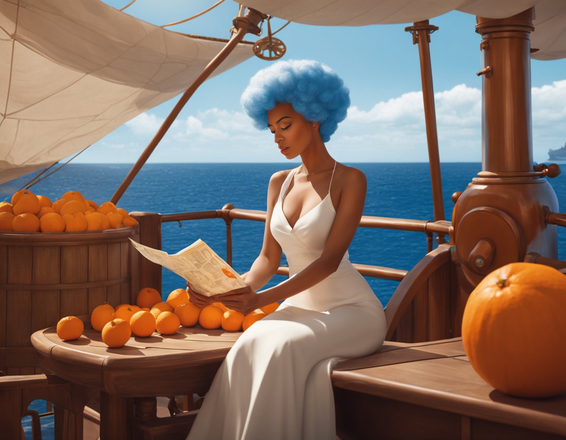 RelativeBrain's tweet image. Mãe de família genérica que resolveu ir para o oceano atrás do sonho de ser maior navegadora do mundo #stablediffusionXL