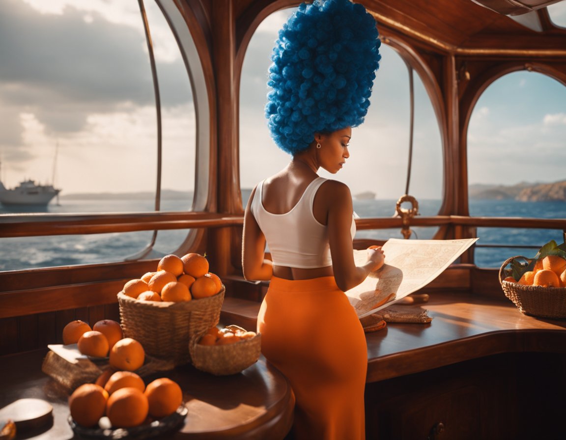 RelativeBrain's tweet image. Mãe de família genérica que resolveu ir para o oceano atrás do sonho de ser maior navegadora do mundo #stablediffusionXL