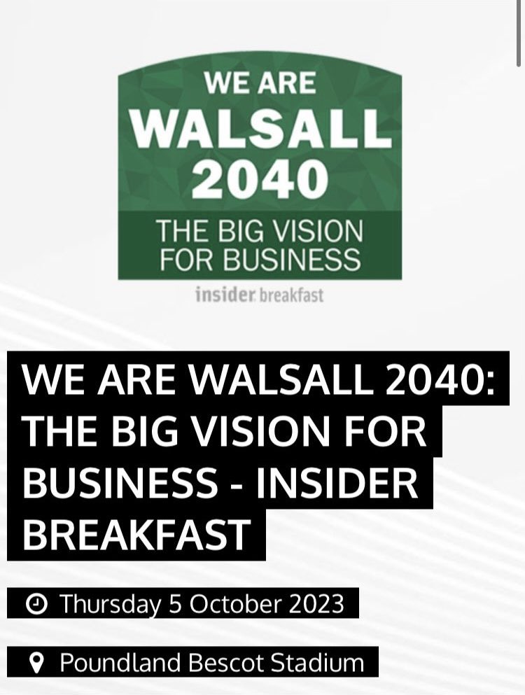 Walsall’s Business Team are looking forward to joining <a href="/BusinessInsider/">Business Insider</a> at the #WeAreWalsall2040 business event tomorrow… 

If you’re attending the event, keep an eye out for our team if you’d like to learn more about local, regional and national business support.