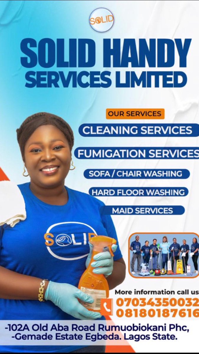 Solidhandy's tweet photo. Detailed Cleaning of your facility is very essential to having a good healthy lifestyle 

Bookings and Inquiries;
📞07034350032 https://t.co/9BdrSwtRff