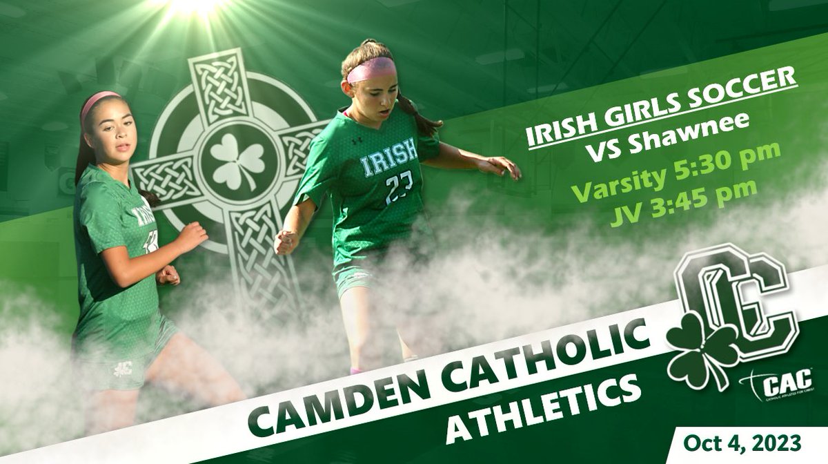 _cchsathletics_'s tweet photo. Camden Catholic Girls Soccer hosts Shawnee High School today. Go Irish! ☘️⚽️ https://t.co/Nr2EysEh6K