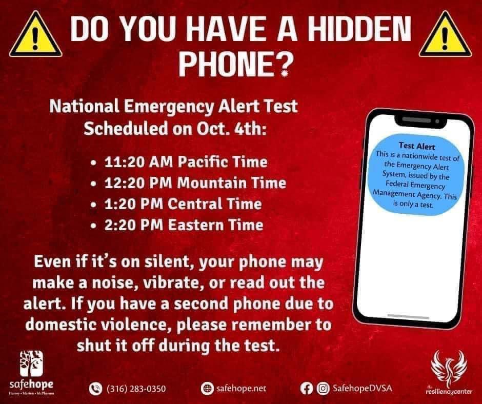 While the #EmergencyAlertSystem test is a good idea, people living under the threat of domestic violence sometimes have another phone. Remember to turn it off and only turn it back on when you are in a safe place.