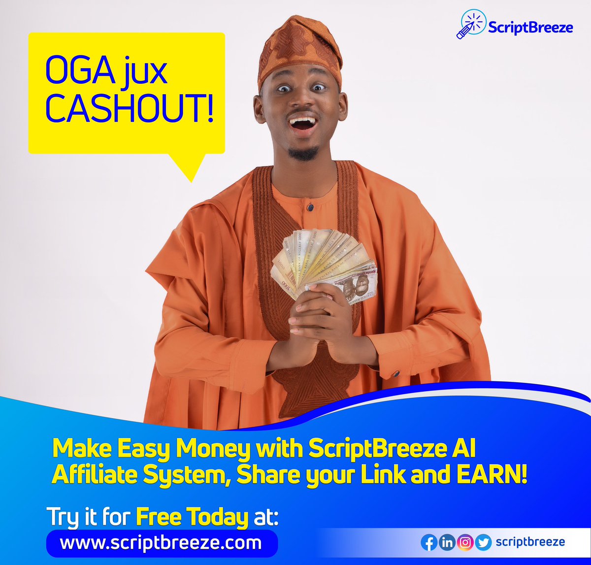 ScriptBreeze's tweet image. Everyone is making money on ScriptBreeze.
All your need to do is to register  at ScriptBreeze.com, after registration go to your affiliate tab copy and share that link with your friends. 

With every signup you make a 10% commission

#scriptbreeze #AffiliateMarketing