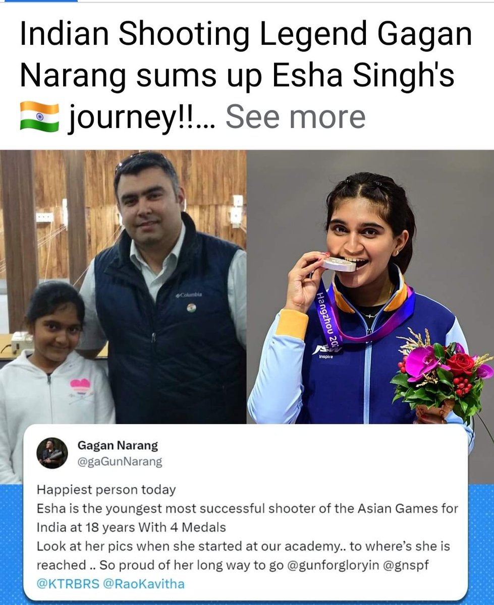 Great achievement from the athlete first women to get 4 medals to the country in pistol shooting most successful shooter of Asain games for INDIA🇮🇳.<a href="/anandmahindra/">anand mahindra</a>
