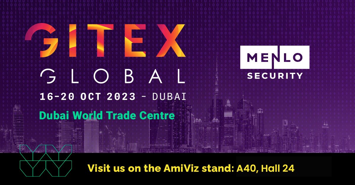 ami_viz's tweet image. Join @menlosecurity in Dubai, at GITEX Global 2023 (16th – 20th October) – find them on the #AmiViz Stand H24-A40 where they’ll be showcasing their platform and demonstrating how modern #webisolation makes #browser vulnerabilities irrelevant! #remotebrowserisolation