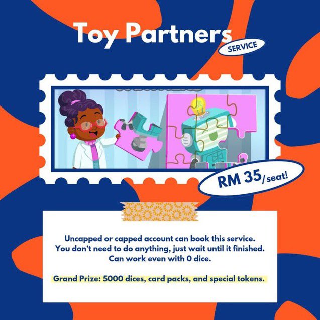 diceandstick's tweet photo. ❓ Have no partner or dice left to finish the Toy Partners❓

We're open for Toy partner services!
You don't need to do anything, just wait until we fill the spinning score for you.

🤑 Price: RM35/seat. 🤑 

🎉 PM! Limited slots. 🎉 https://t.co/hdOCY0ZuWl