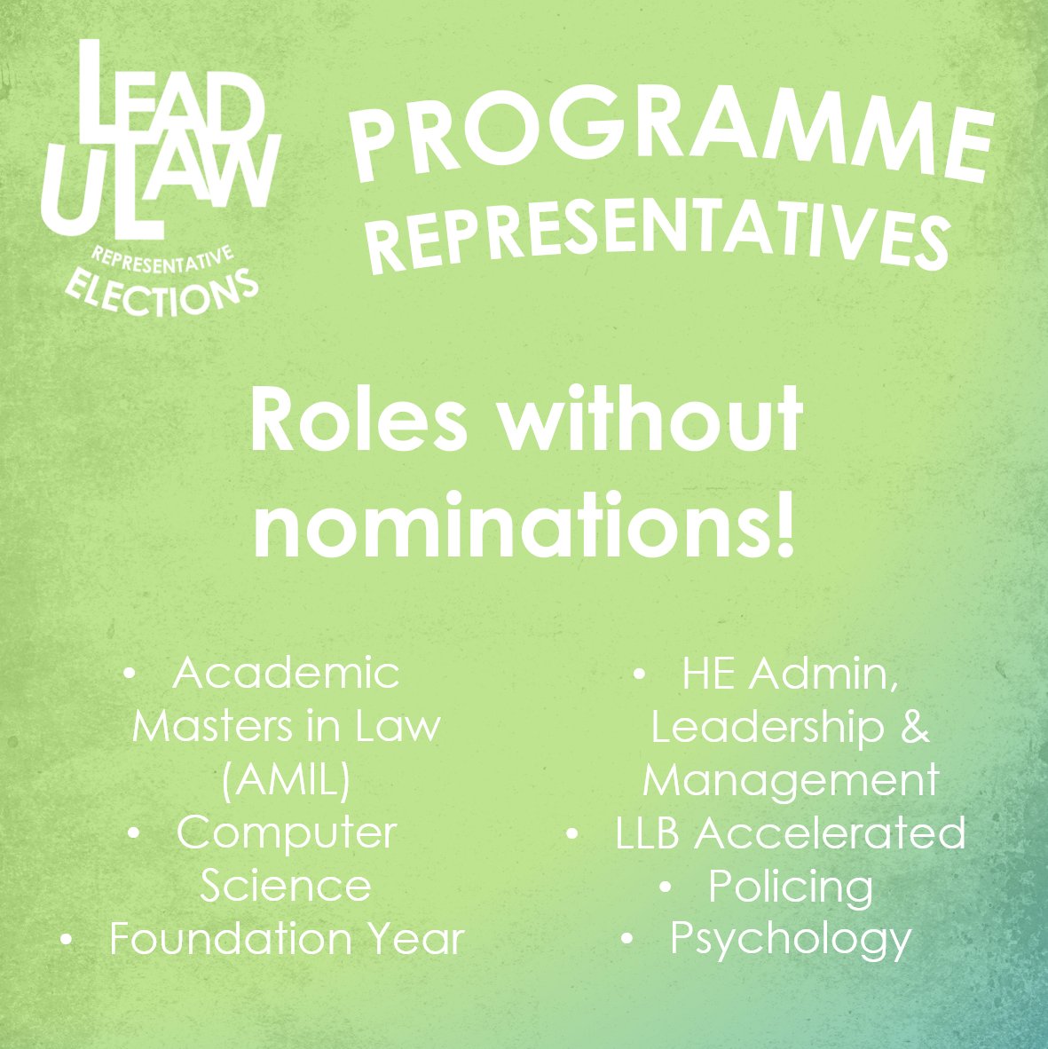 ULawStudents's tweet image. Lead ULaw! ❌The deadline to nominate yourself for a role is tomorrow, Thursday, 5th October, 09:00 am!❌

studentsunion.law.ac.uk/lead

#lead #ulaw #students
