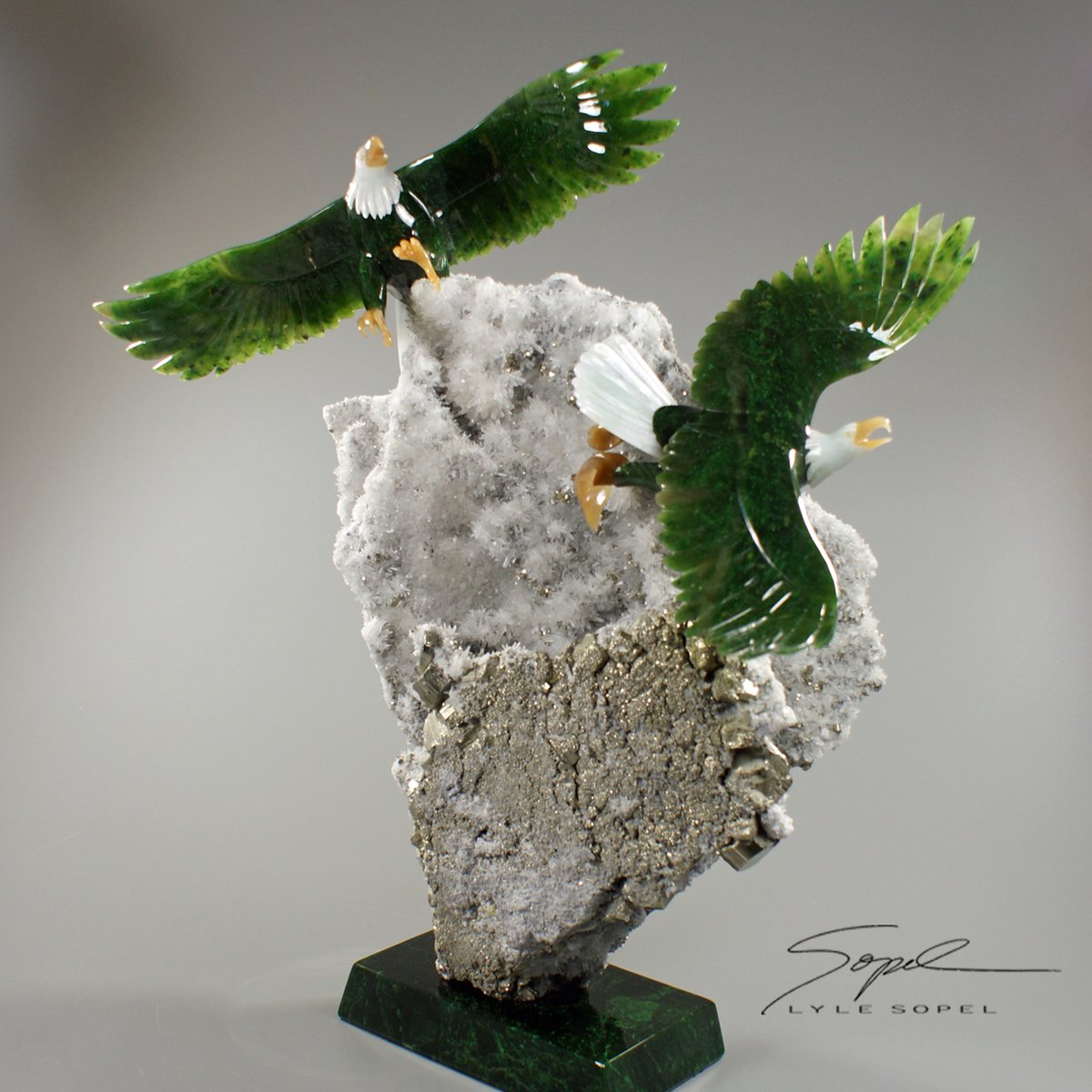 Whenever I create eagles, I feel this intense focus as I work on getting the feather pattern as close to perfection as possible. Visit sopel.com for more!

#eagle #loveeagles #jade #whitejade #classicalsculpture #luxurygemstonesculpture #crystalworks #audubon