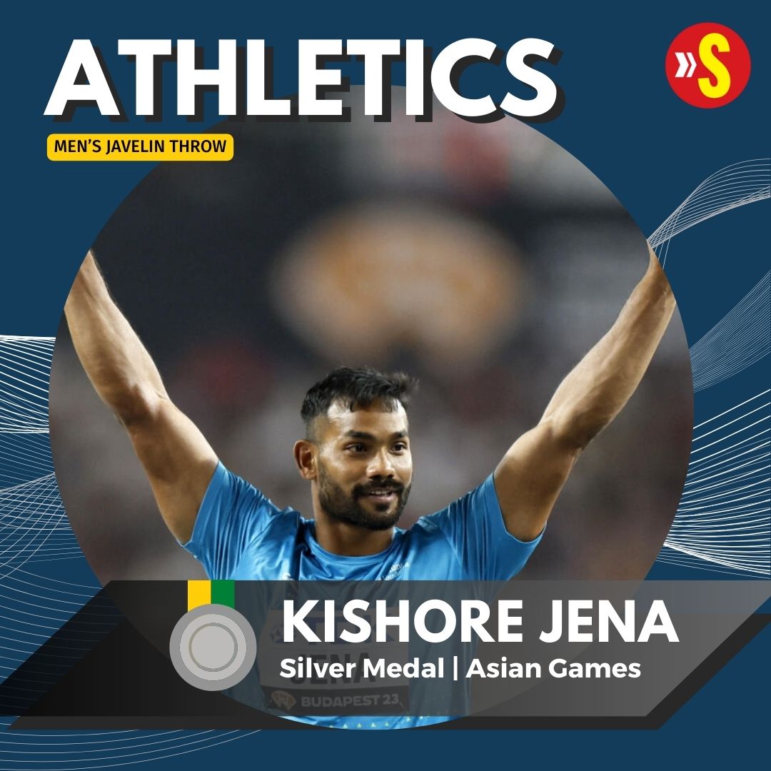 sportstarweb's tweet photo. A one-two finish for 🇮🇳 in men's javelin throw at the #AsianGames.

#NeerajChopra 🥇
Kishore Jena 🥈

Live updates: https://t.co/GDIyzmSFoj | #AsianGames2023 https://t.co/xzcrNCxkX9