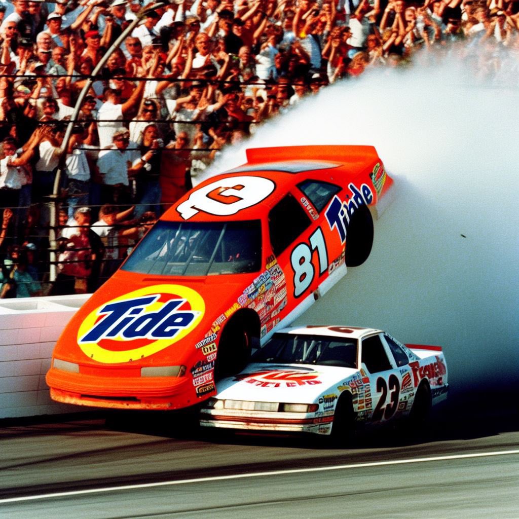 DiecastDigest's tweet photo. Today we go back in time with #NASCARAI
The Prompt: Rusty Wallace spinning Darrel Waltrips TIDE car out, at the NASCAR All Star Race in 1989.
The Picture: Boy I sure do miss that 81 Tide car…also a little over aggressive by Rusty I’d say. https://t.co/ziHelFHF4P