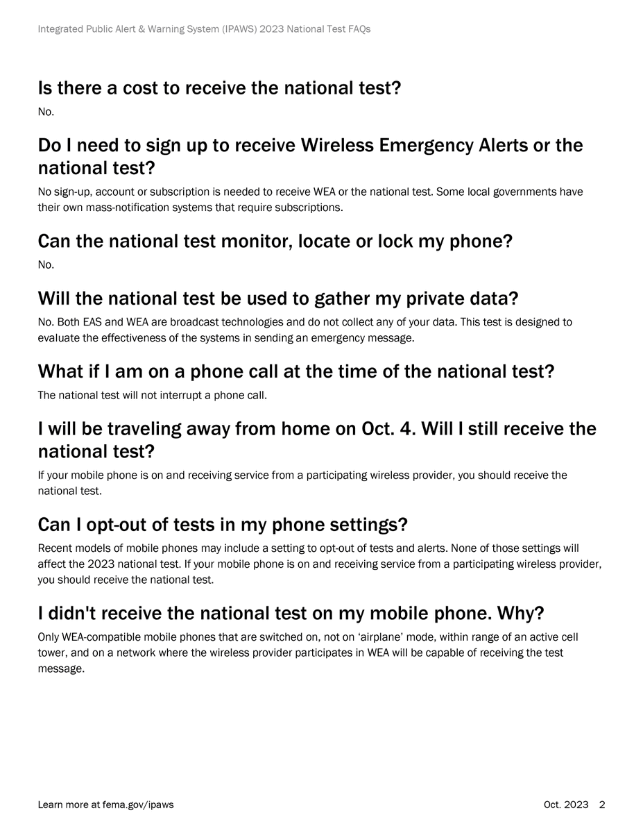 ❗️Fact Check ❕

To bring awareness to the "why" behind today's EAS testing, we wanted to share this FAQ information from FEMA.

An aspect of the system being tested is a tool that we, as your County Emergency Management, can use to notify the public of emergent information.