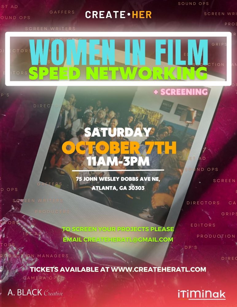 CreateHer_ATL's tweet photo. CREATEHER  ATL

SPEED NETWORKING 

FOR WOMEN IN FILM! 

Saturday Oct 7 @StudioHouseATL 

11am-3pm #womeninfilm #girlsgirl #womeninproduction #networkatl #atlevents https://t.co/bOdaPJgaq0