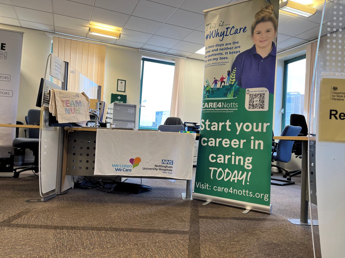 Great morning talking about NHS jobs across Notts, opportunities @teamNUH and careers across the NHS,  at Parliament Street Job Centre.  #Nottinghjam #NHSjobs #350careers #DWP #nottinghamJobs  Thanks to @JCPInLincsNotts for hosting us.  Thanks to @NUHCareers and @NuhPmo