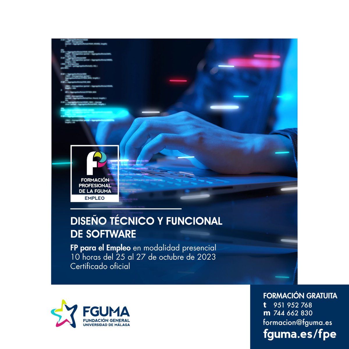 fguma's tweet photo. Completamos nuestra oferta de #FPE con dos nuevos cursos de #informática:

👩🏻‍💻Diseño técnico y funcional de software

🖥️Creación, programación y diseño de páginas web dinámicas

Prepárate para tu futuro y aumenta tu perspectiva de empleo. ¡Inscríbete!

➕ℹ️https://t.co/cQTBpjr4if https://t.co/uo5r4Z8yhe