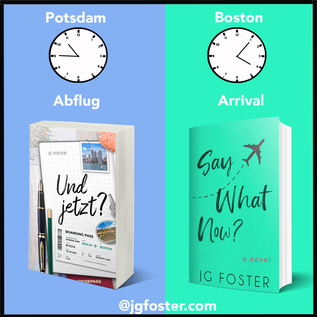 JGFoster20's tweet photo. On this day, 1 year ago, Say What Now? came out. And since I am German, the title character is German; I had to have a German version, Und jetzt?. #BookBirthday #epistolary #travelbooks #diary #movingtotheusa https://t.co/X8E6KTMlry