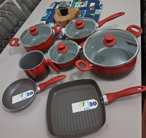 Jogo de Panelas 7 Peças Ceramic Life Easy – Vermelha