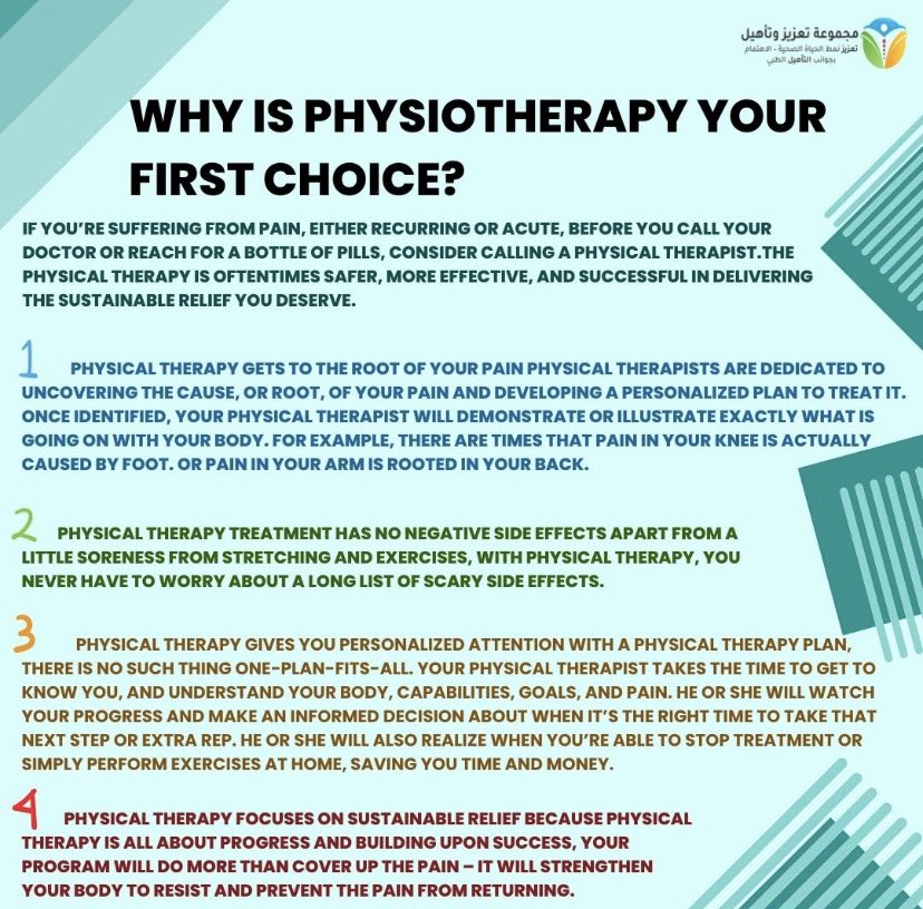 رجعنا لكم بموضوع شيق ومختصر ومفيد 

" لماذا العلاج الطبيعي أولاً ؟ 🤔
