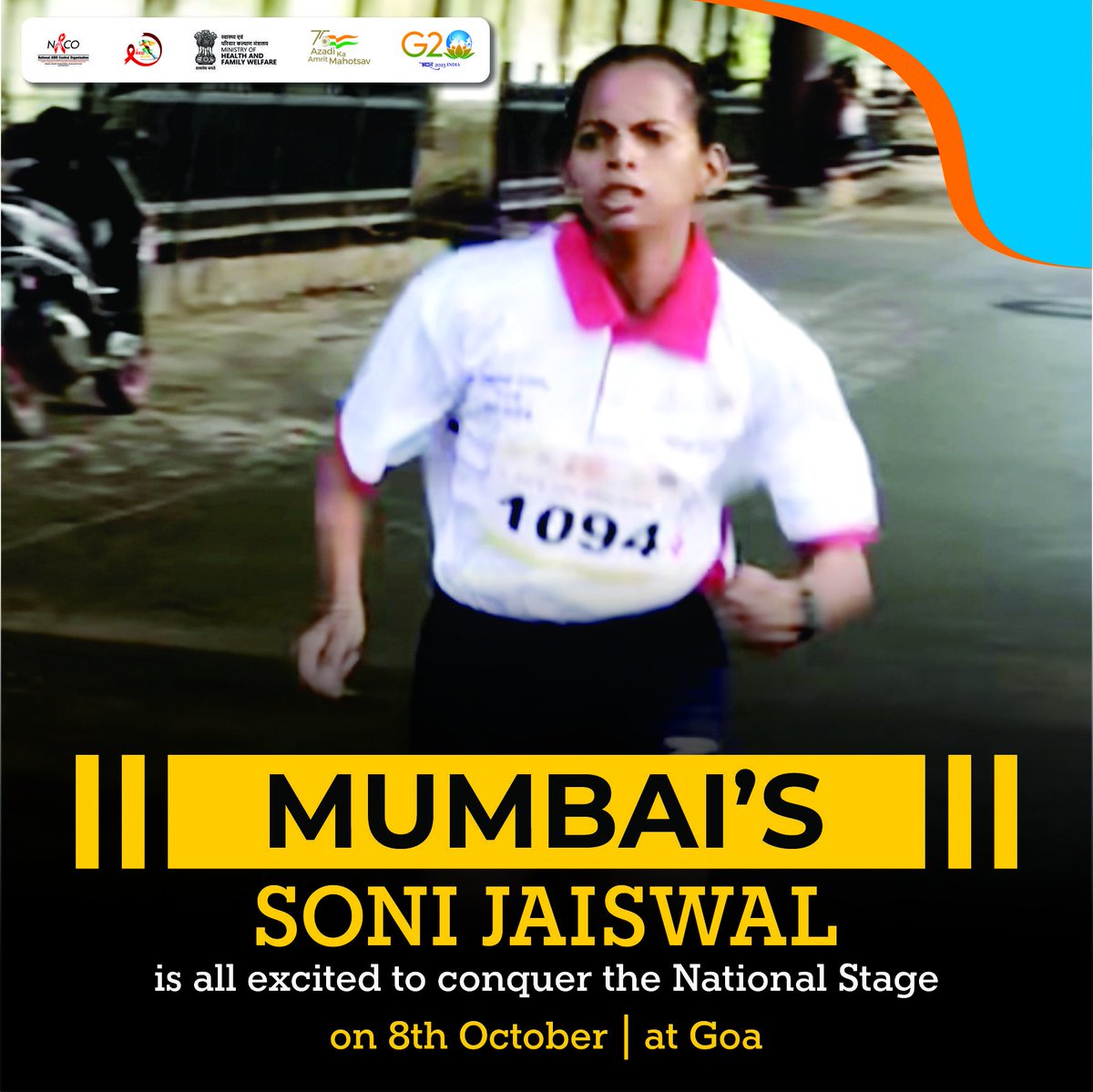 NACOINDIA's tweet photo. Get ready to witness Soni Jaiswal unstoppable stride as he conquers the National Red Run in Goa on October 8th.
#NationalRedRun #RedRun #Marathon #Goa #India #HIV #AIDS #IndiaFightsHIVandAIDS #Awareness #StateWinners #Mumbai
@MoHFW_INDIA @MumbaiAids https://t.co/bK2TxJly3r