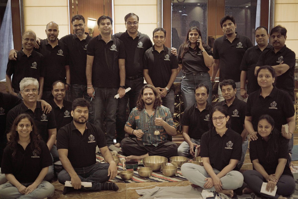 VeersaTech's tweet photo. Veersa's Leadership Offsite with two days of deep strategy, sound healing and meditation, soulful Sufi night, and refreshing fun. 🦋 From pupae to butterfly, Veersa is ready to soar with renewed vision and unforgettable memories. 🚀 #VeersaJourney #LeadershipOffsite #FutureReady https://t.co/LvMAskukYH