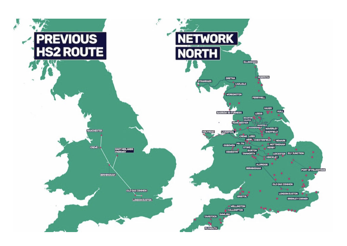 here’s a map of where the new transport spending priorities will be, “Network North” isn’t just the north