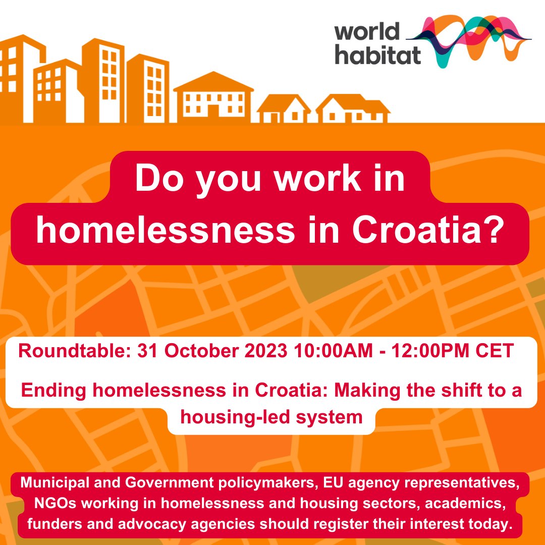 🪧Following on from the launch of our CEE feasibility study on housing led approaches we're chairing this online roundtable with specialists & key stakeholders in Croatia. Places at the event are strictly limited, so please register your interest today👉 bit.ly/HousingLedCEER…