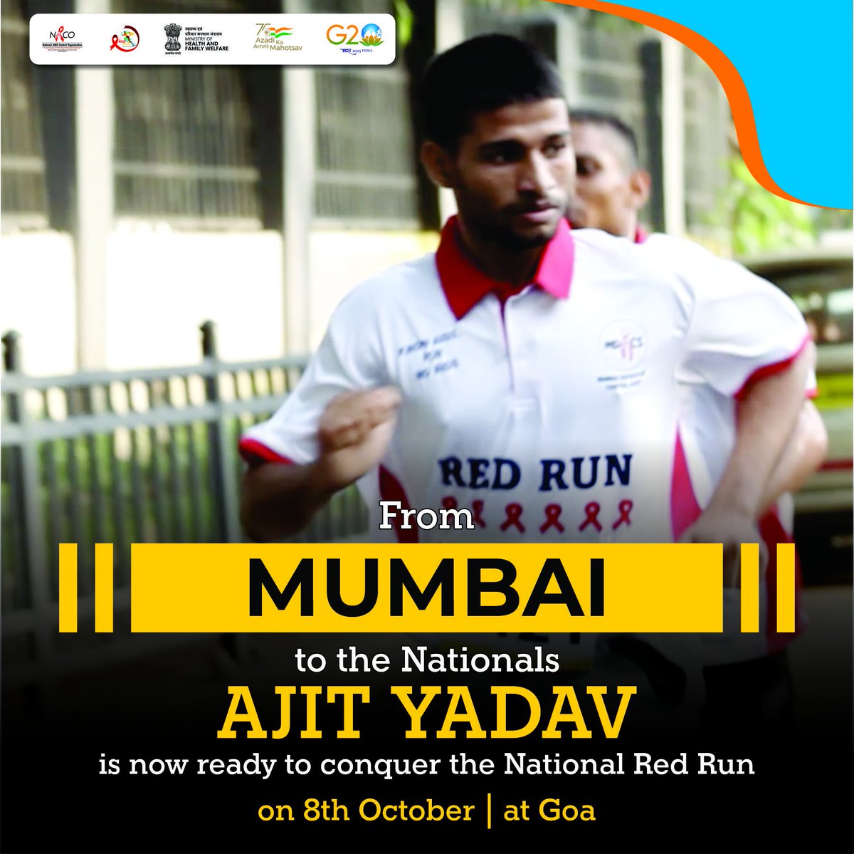 NACOINDIA's tweet photo. Mumbai's champion, Ajit Yadav is all set to conquer the National Red Run in Goa on 8th October.
#NationalRedRun #RedRun #Marathon #Goa #India #HIV #AIDS #IndiaFightsHIVandAIDS #Awareness #StateWinners #Mumbai
@MoHFW_INDIA @MumbaiAids https://t.co/jkiAZSvLU6