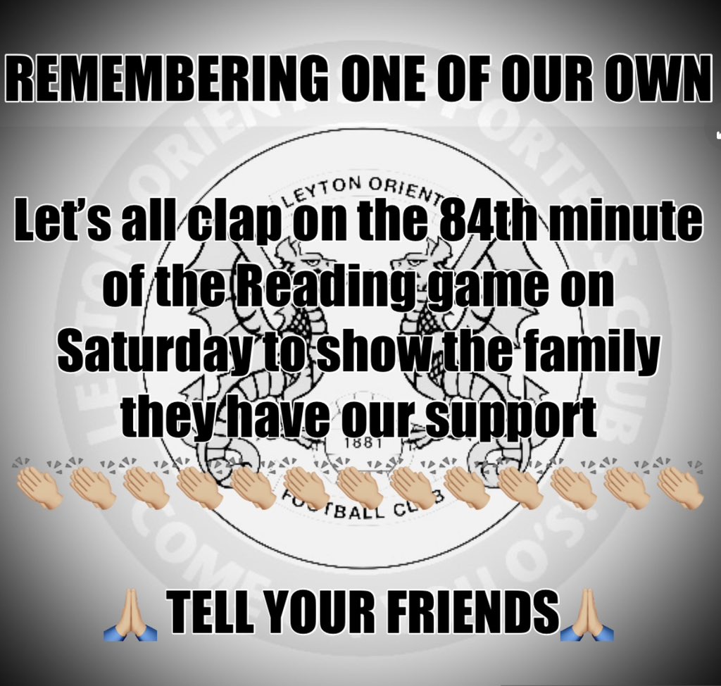 Let’s remember one of our own on Saturday and show the family they have our support 👏🏼 #lofc #OrientFamily