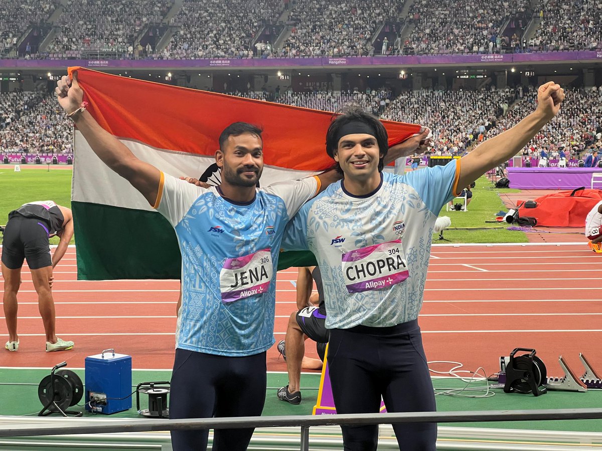 Neeraj chopra won gold🥇 and kishore kumar won silver🥈 in the Asian Games 2023 🤩🇮🇳

#AsianCup2023 #Goldforindia  #AsianGames2023medals
#NeerajChopra #Kishorekumar